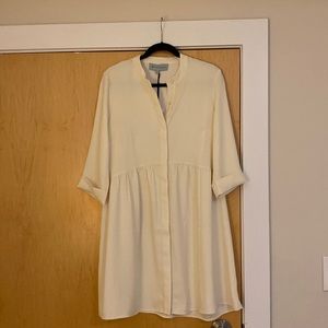 Tuckernuck Ivory silk royal shirt dress size M